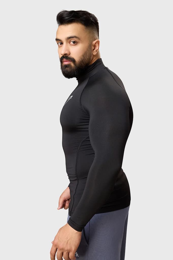 High Neck Compression Full Sleeves T-shirt Black — photo 6