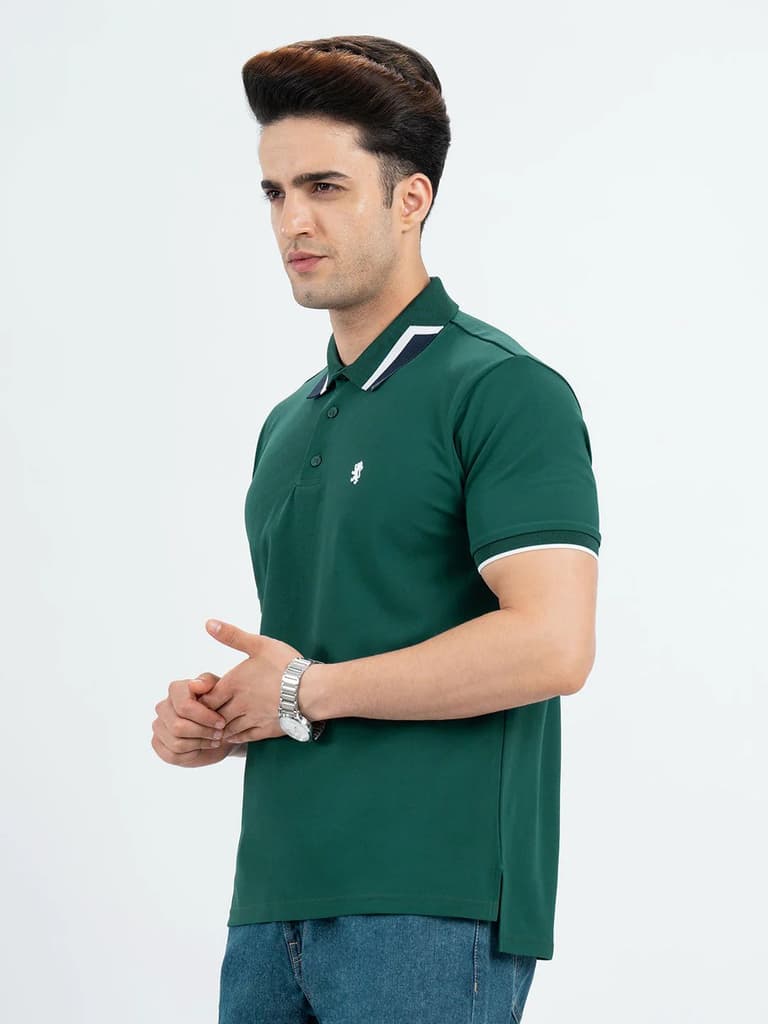 T Shirts for Men in Forest Green | Polo Half Sleeve T Shirt — photo 2