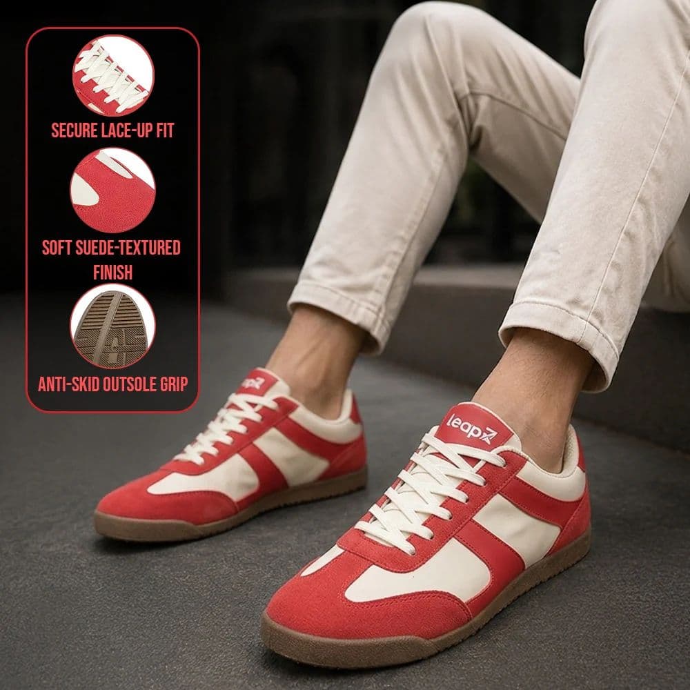 Leap7x Red Casual Lacing Sneakers For Men DECIAN-4E By Liberty — photo 3