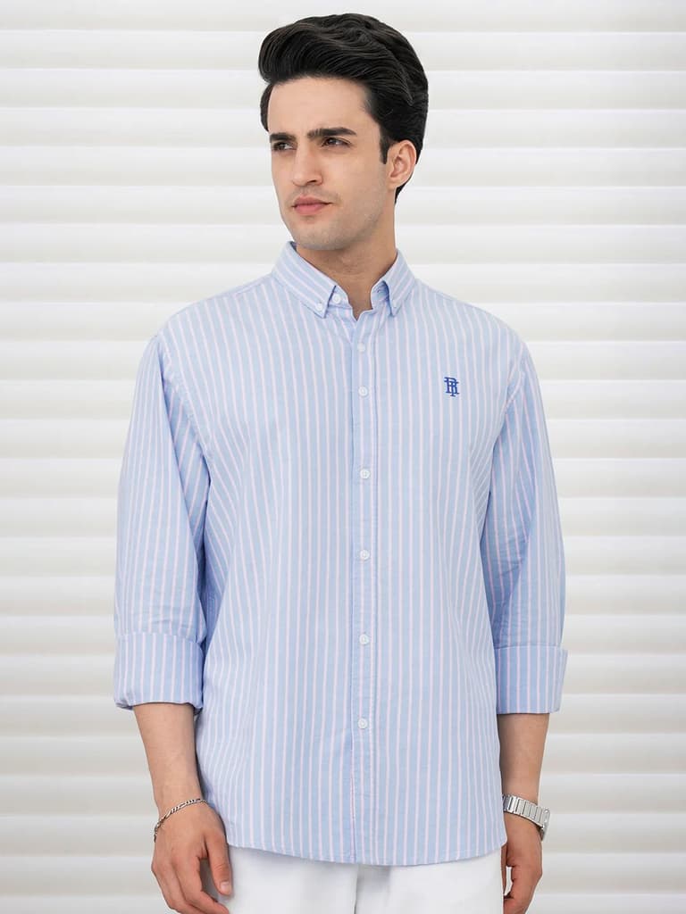 Shirts for Men in Pink | Cotton Oxford Check Full Sleeve Shirt