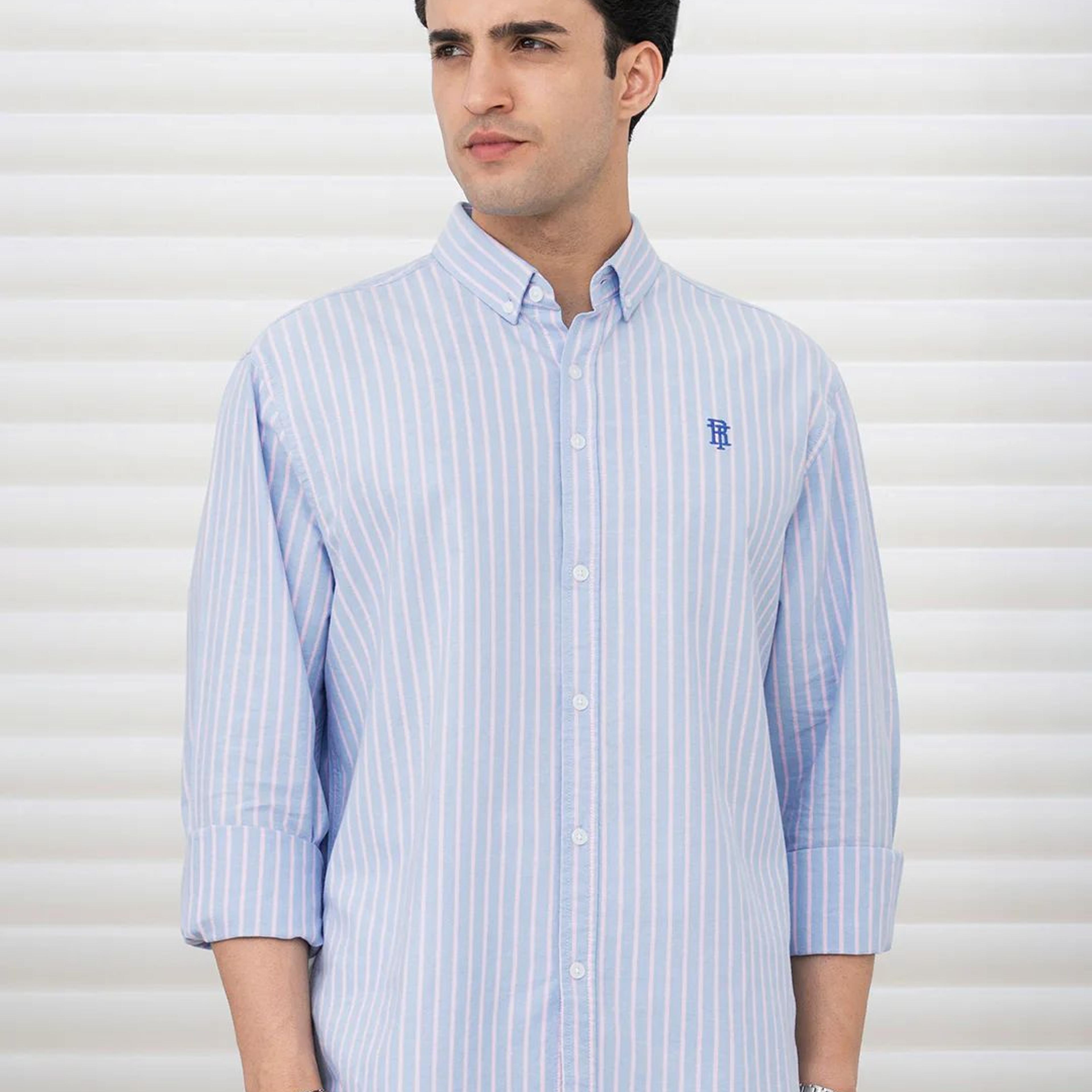 Shirts for Men in Pink | Cotton Oxford Check Full Sleeve Shirt