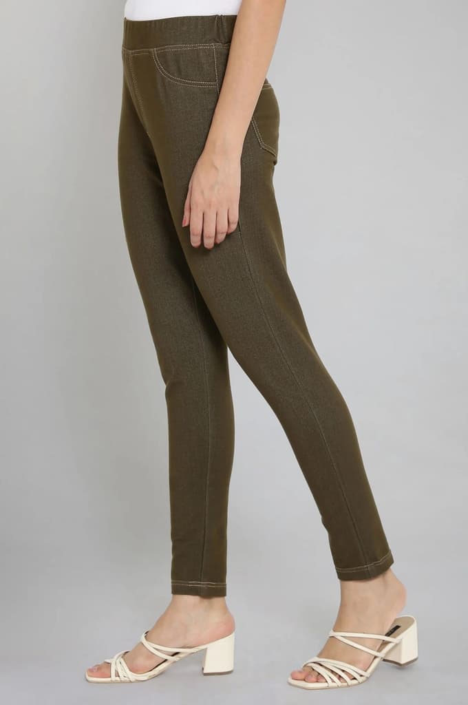 Olive Green Straight Jegging — photo 3