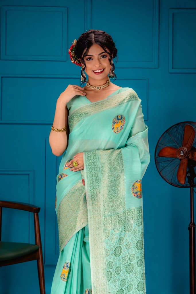 Mimosa Women's Woven Design Banarasi Style Art Silk Saree With Blouse Piece : SA00001758RMFREE — photo 2