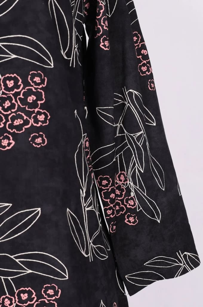 Black Floral Printed Rayon Straight Kurta — photo 6
