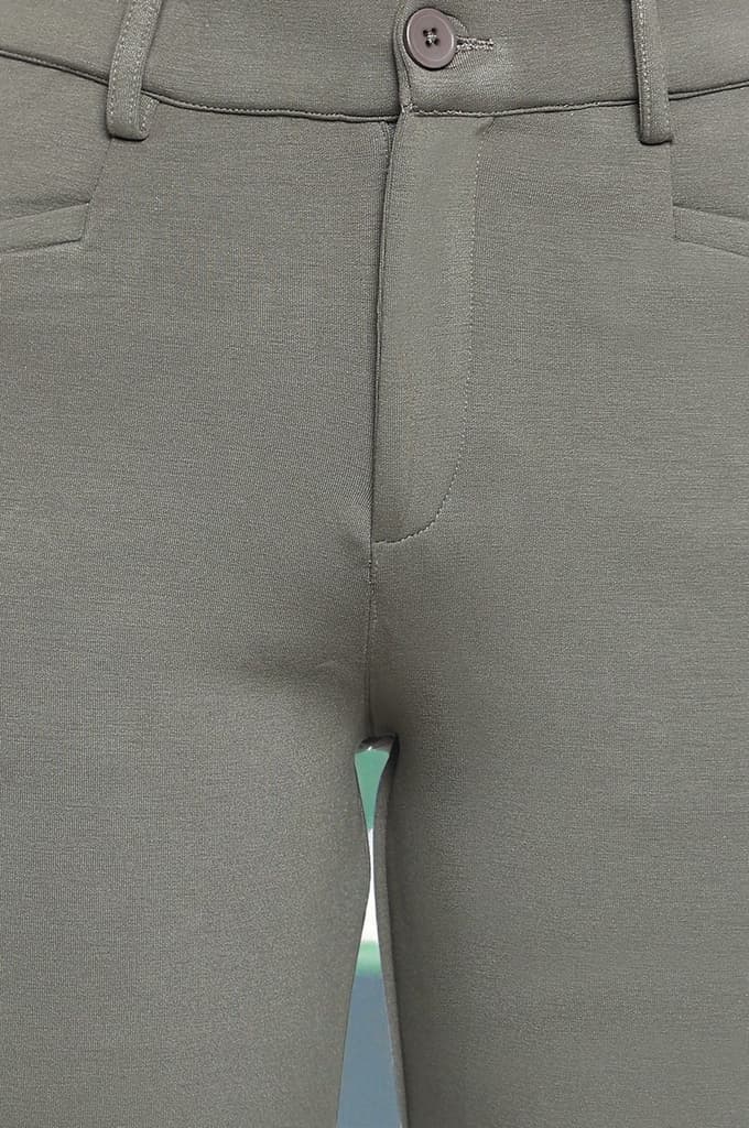Green Solid Mid Rise Trouser in Ankle Length — photo 2