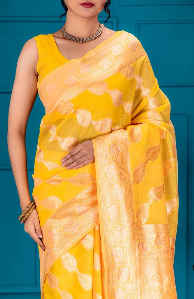 Mimosa Women's Woven Design Banarasi Style Art Silk Saree With Blouse Piece : SA00001773GDFREE — photo 3
