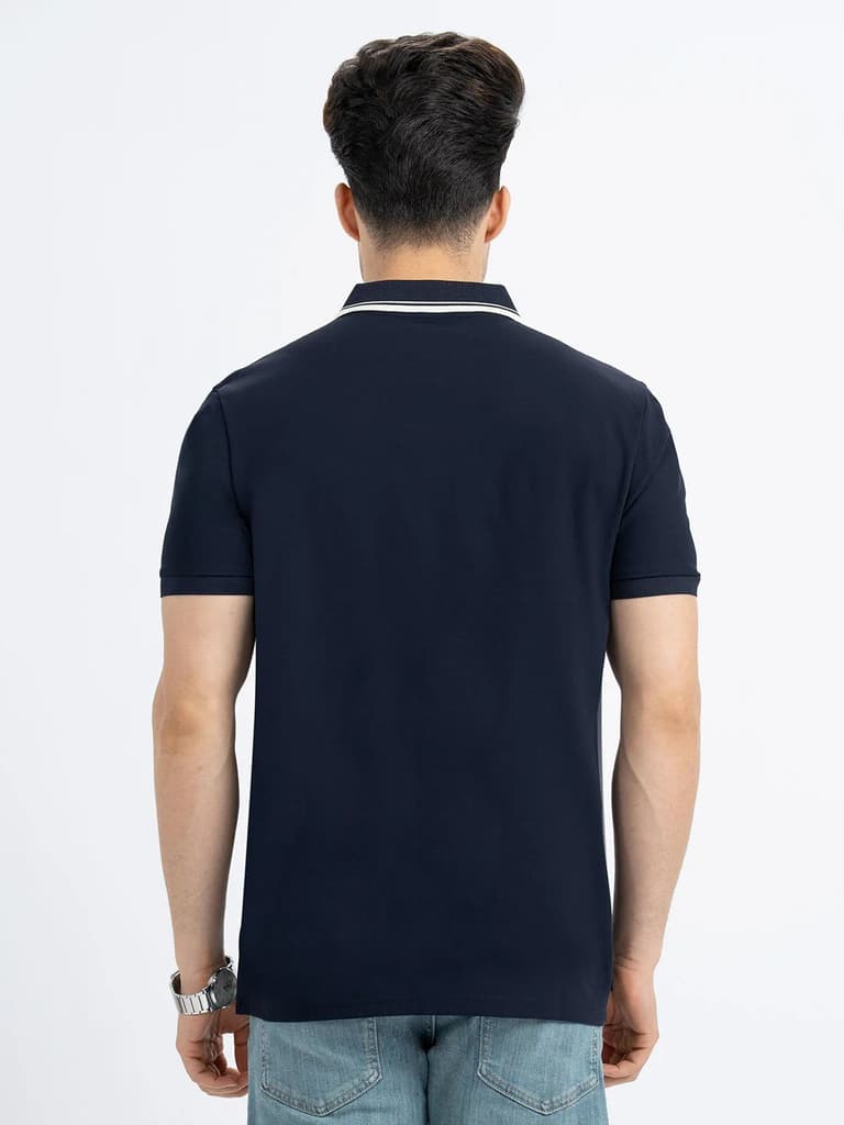 T Shirts for Men in Navy | Polo Half Sleeve T Shirt — photo 3