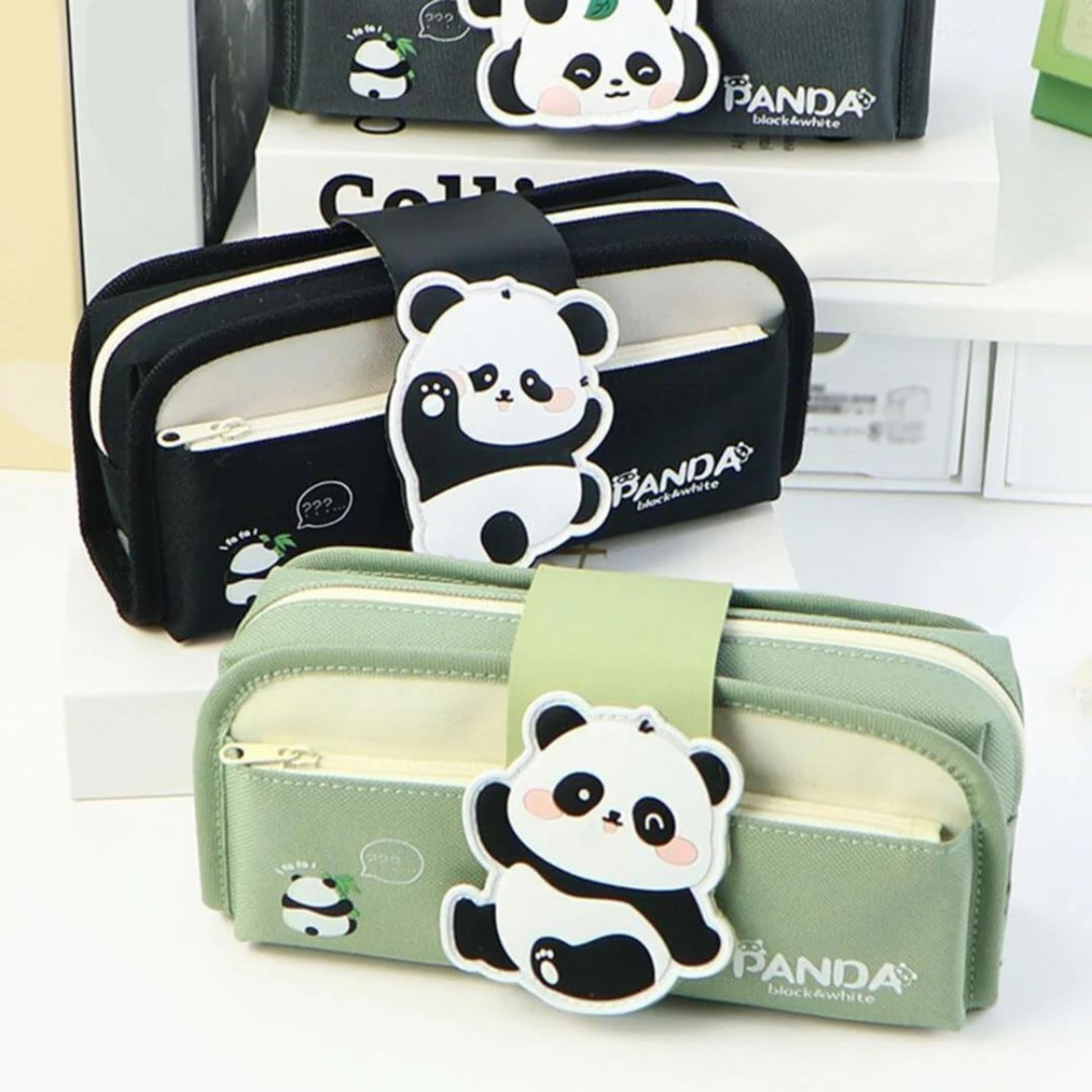 Cute Panda Double-Zip Pencil Case – Large Capacity, Multi-Compartment Stationery Pouch