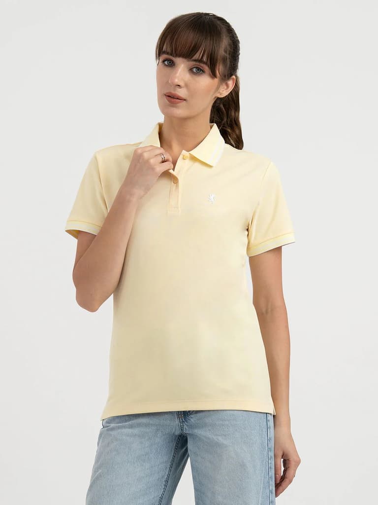 Polo T Shirts for Women in Pastel Yellow
