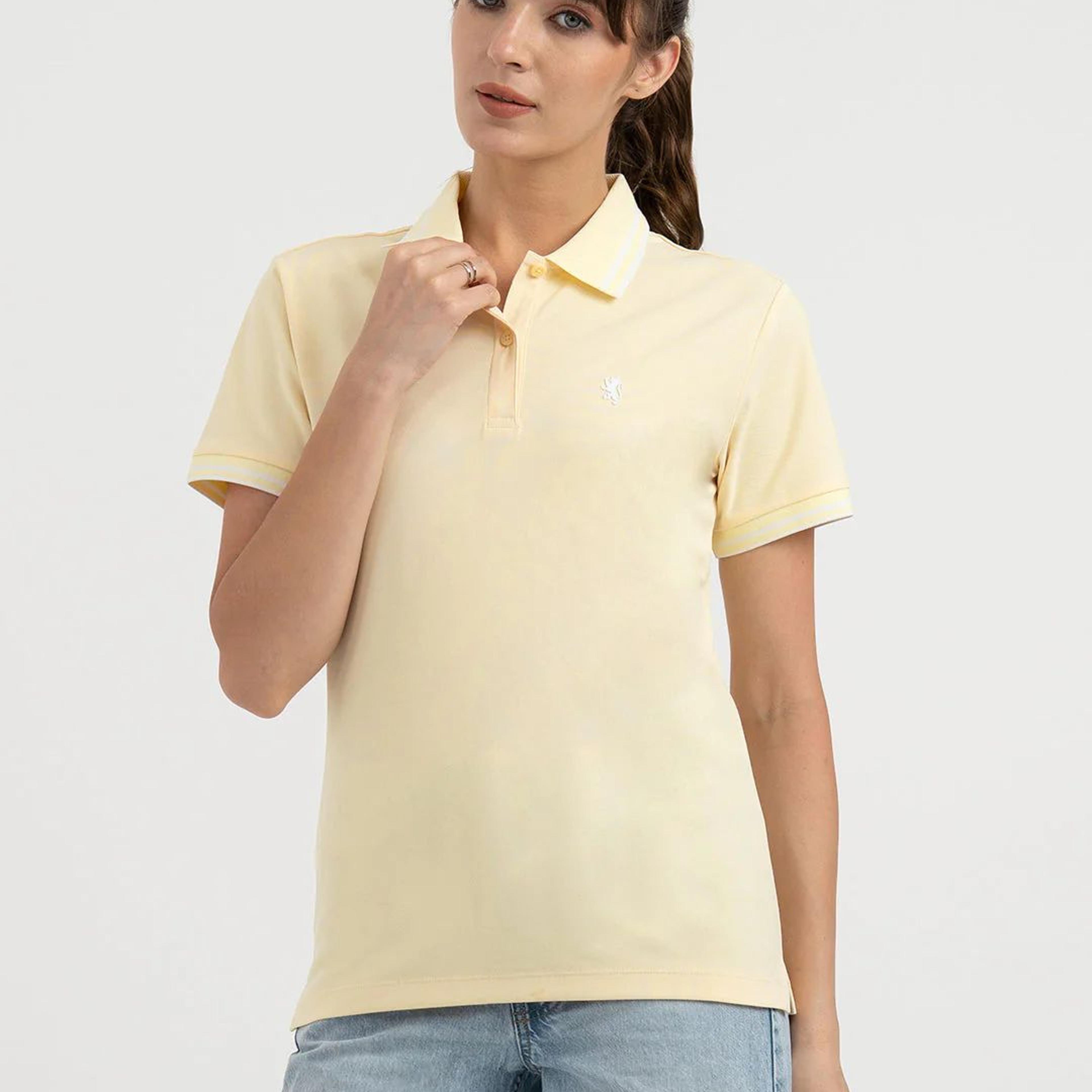 Polo T Shirts for Women in Pastel Yellow