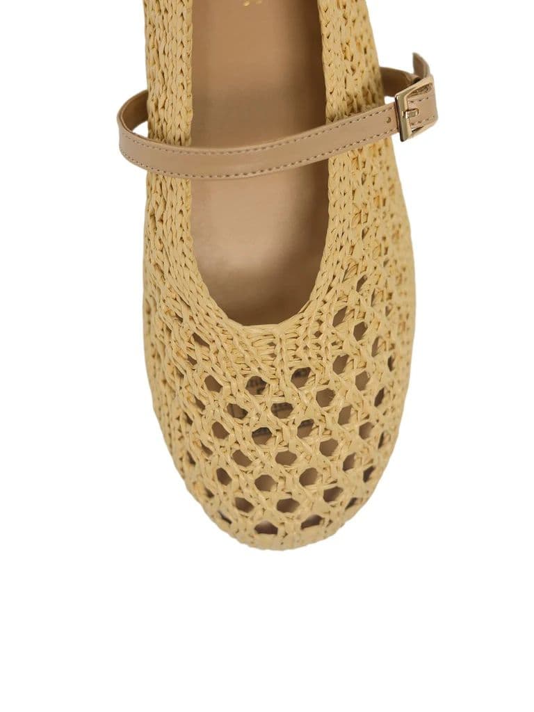 LUNA BLU Beige Natural Raffia Flat Ballerina — photo 4