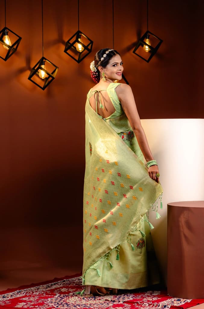 Mimosa Women's Woven Design Banarasi Style Art Silk Saree With Blouse Piece : SA00001740PSFREE — photo 4