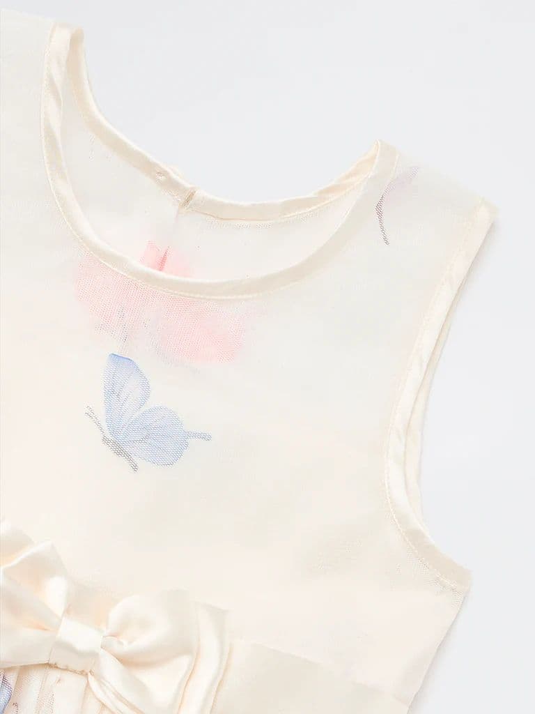 HOP Kids Girls Ivory Floral Printed A-Line Dress — photo 5