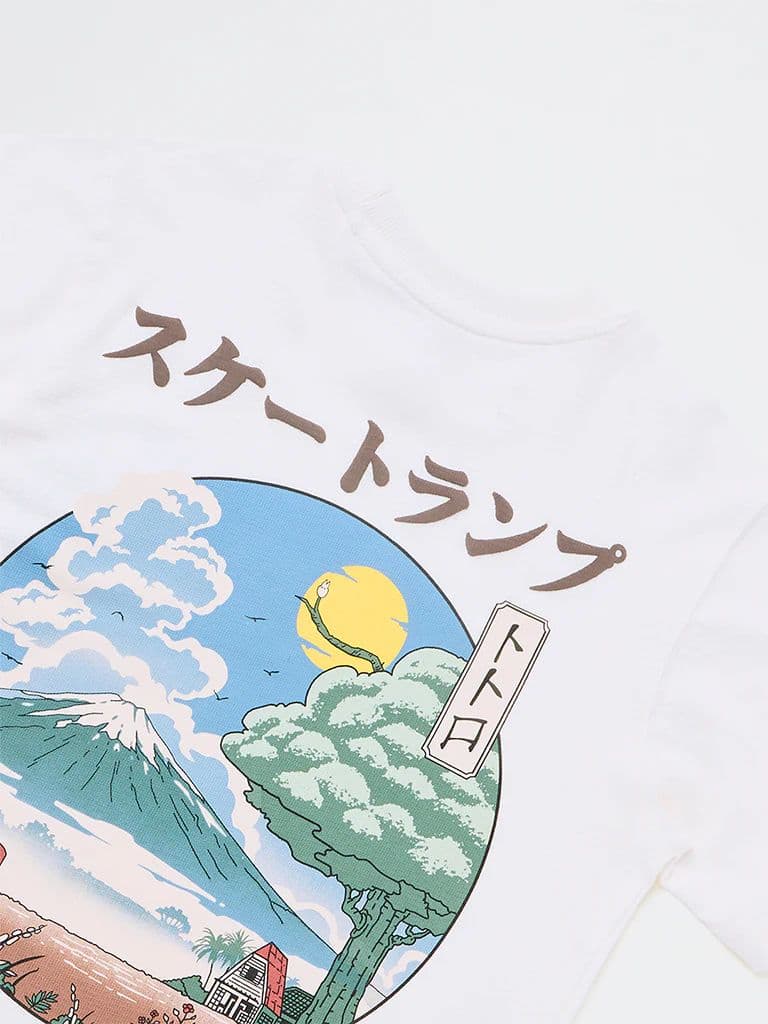 Y&F Kids Boys Off-White Scenic-Inspired Cotton T-Shirt — photo 5