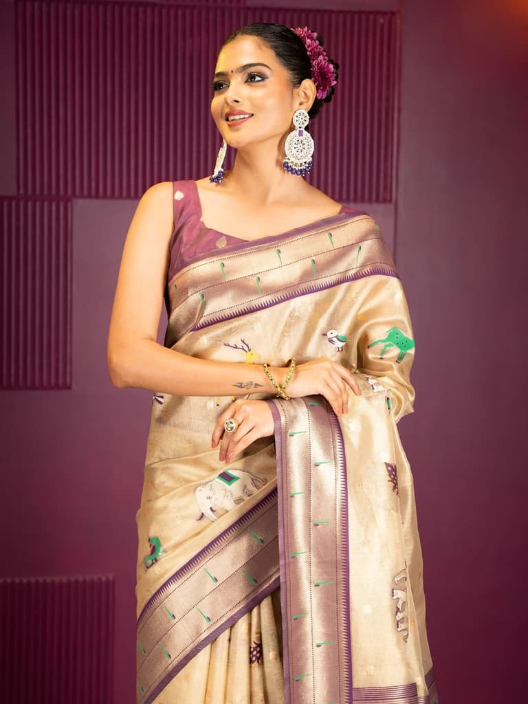 Mimosa Women's Woven Design Banarasi Style Art Silk Saree With Blouse Piece : SA00001954WNFREE — Wine