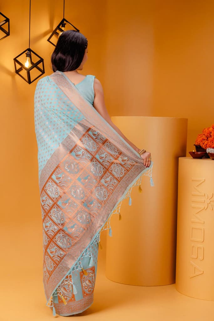 Mimosa Women's Woven Design Banarasi Style Art Silk Saree With Blouse Piece : SA00001807ANFREE — photo 6