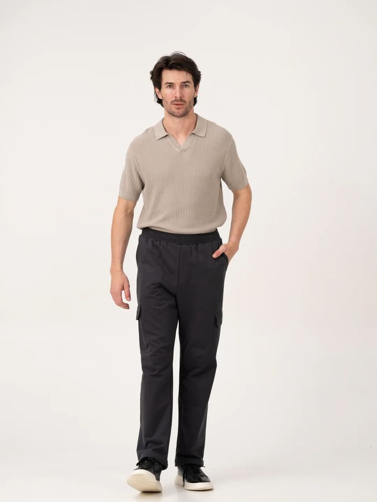Neutral Grey Relaxed Fit Cargo Sweatpants — photo 3