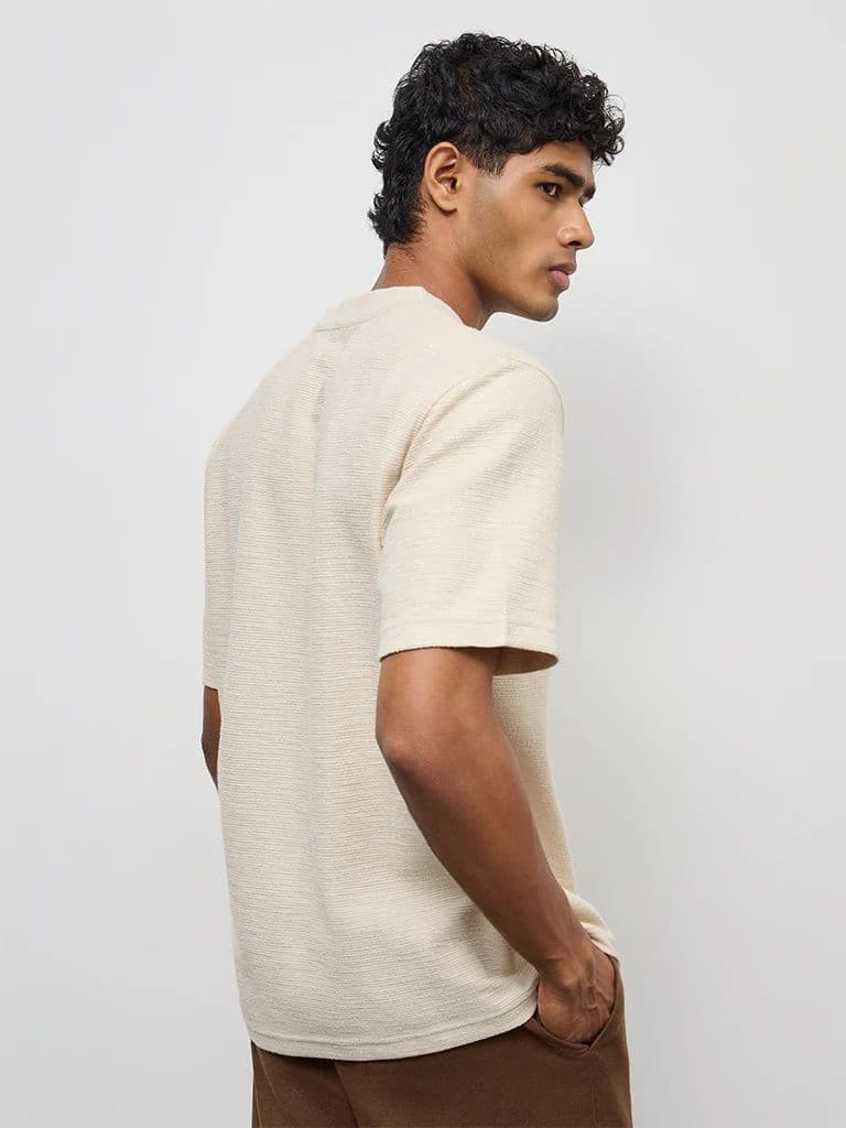 ETA Cream Textured Relaxed-Fit Cotton-Blend T-Shirt — photo 5