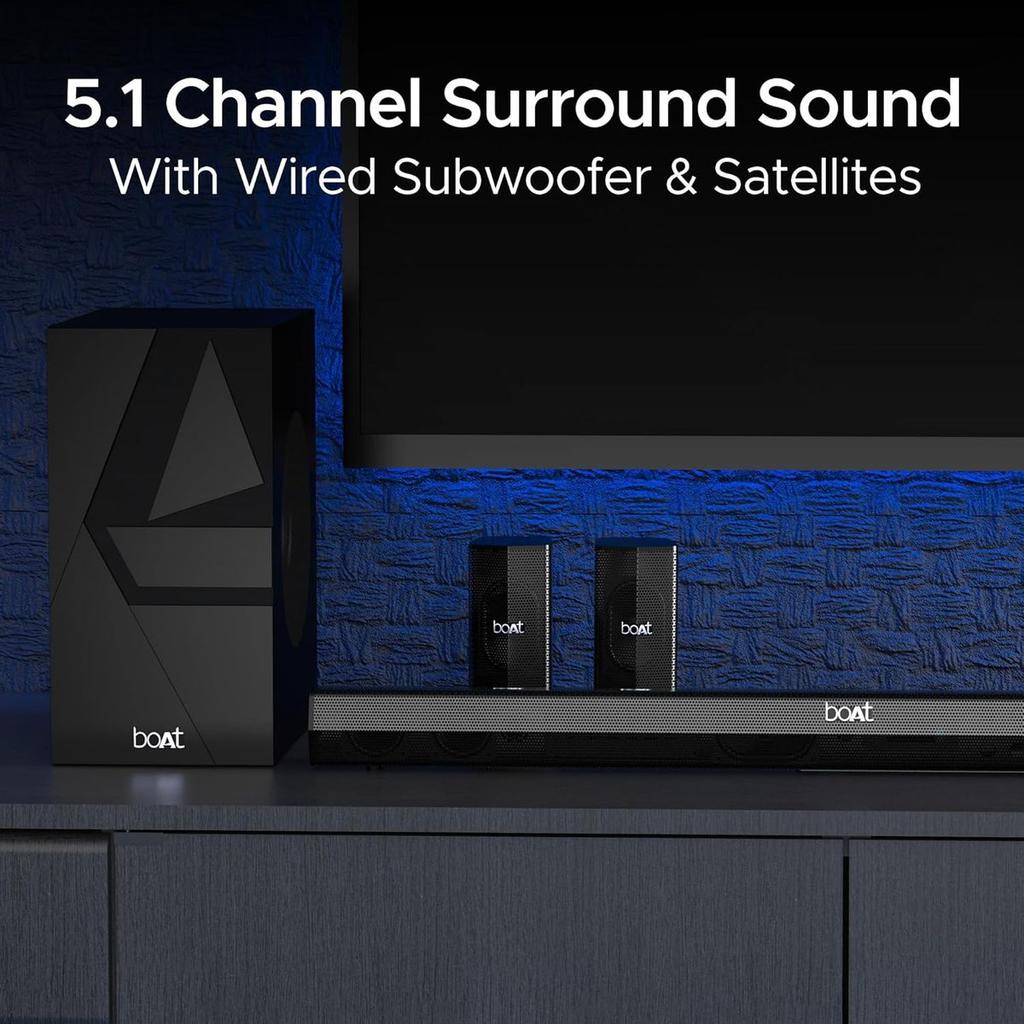 boAt Aavante Bar Azure Pro | Soundbar with 500W RMS boAt Signature Sound, 5.1 Channel Sound, Bluetooth v5.3, EQ modes