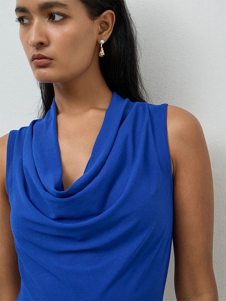 Wardrobe Blue Cowl Neck Top — photo 3