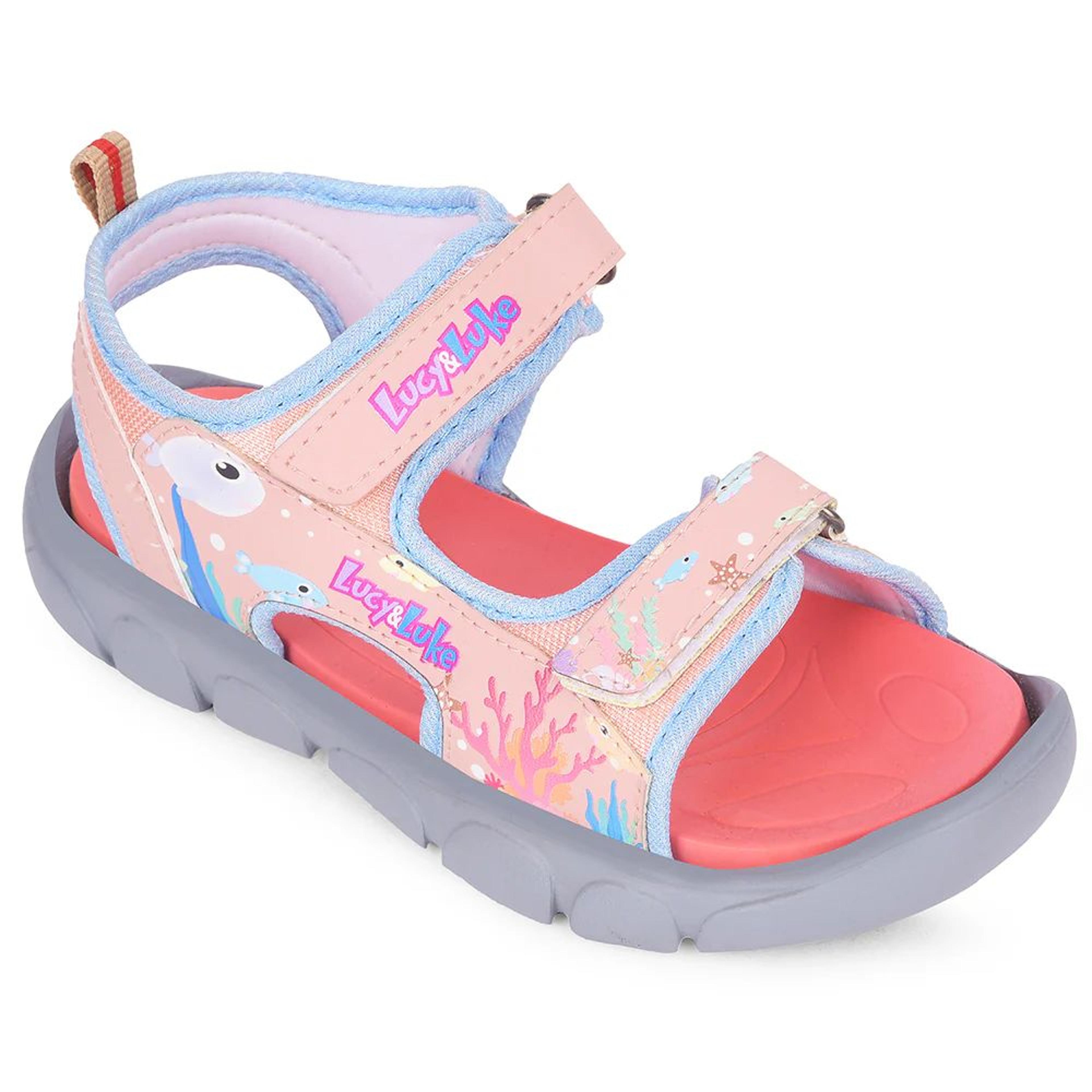 Lucy & Luke Pink Casual Flat Sandal for Kids HOPNPLAY-E By Liberty