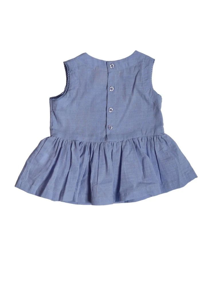 Utsa Kids Girls Blue Embroidered Cotton Peplum Top - (2-8 yrs) — photo 4