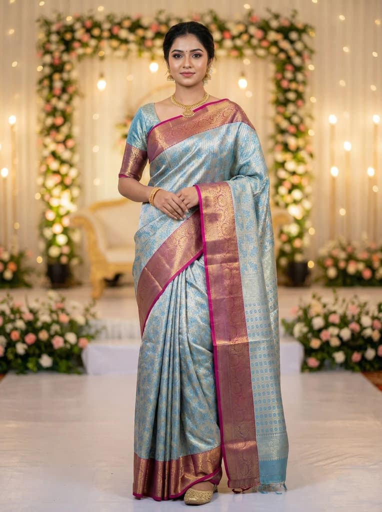 MIMOSA Women's Woven Design Kanjivaram Style Art Silk Saree with Blouse Piece - Ananda (SA00002477ANFREE) — photo 2