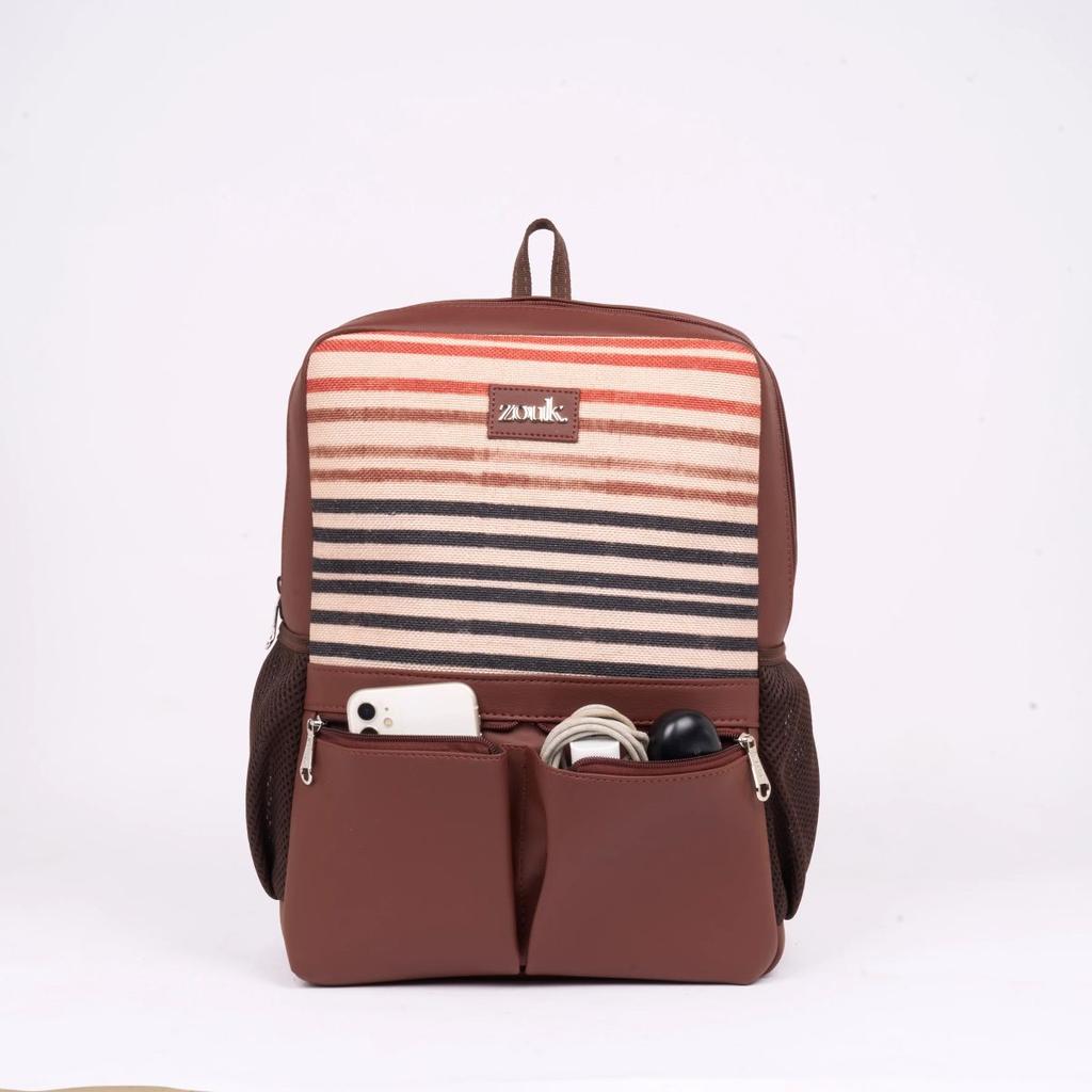 Qutub Stripes Office Backpack (Brown) — photo 2