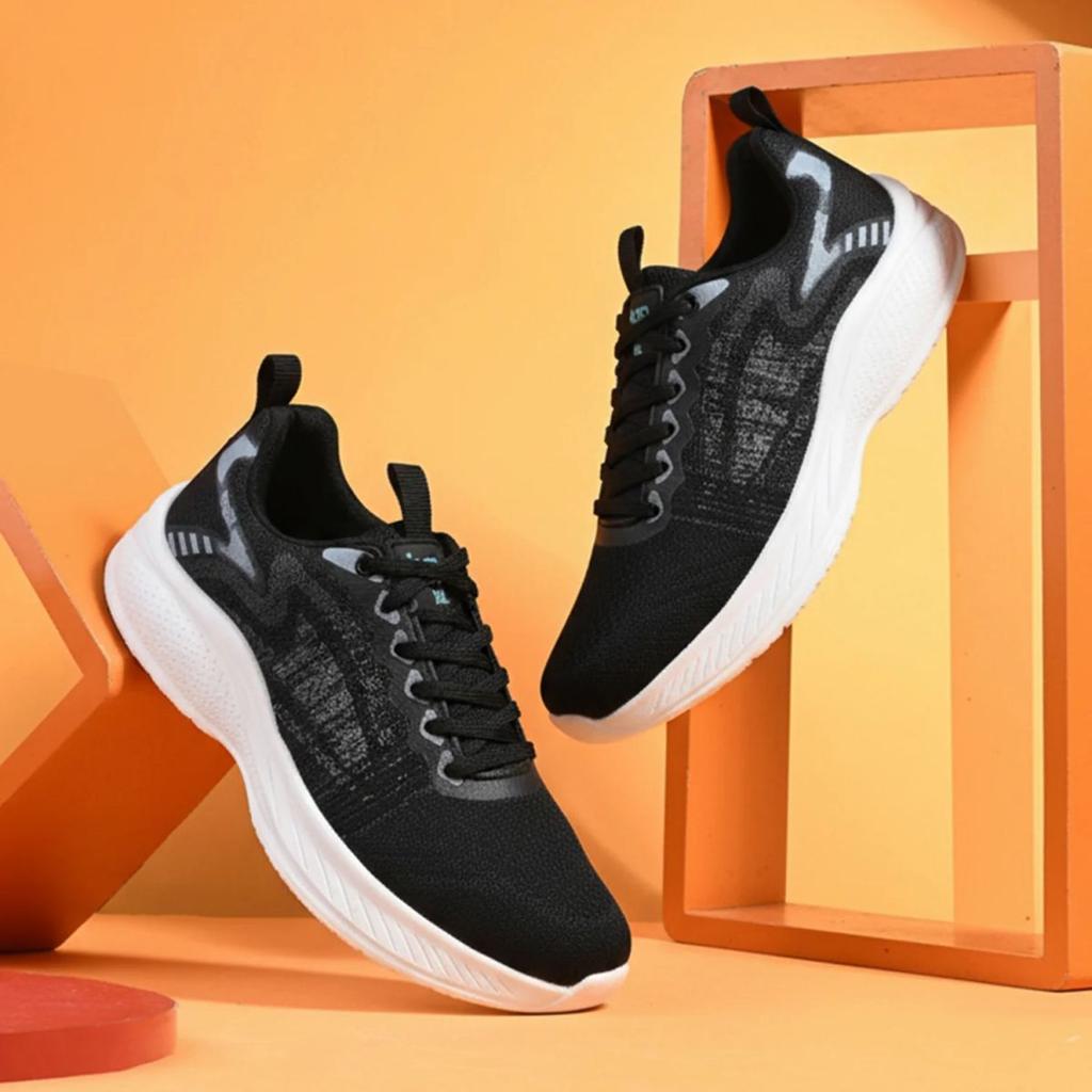 Leap7x Black Sports Lacing Running Shoes For Men DREPON-1E By Liberty — photo 4