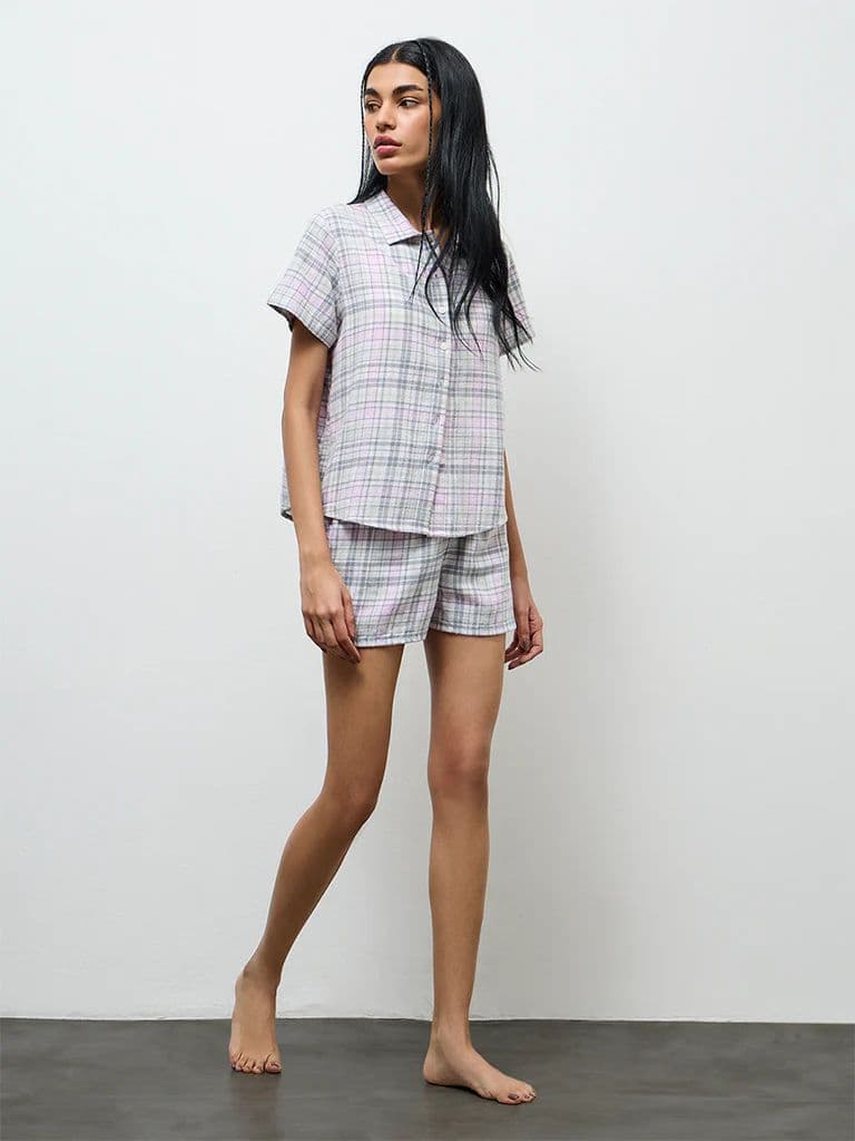 Superstar Grey Checkered Cotton Shirt
