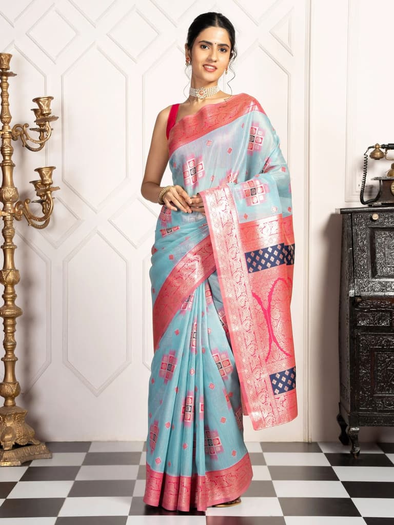 Mimosa Women's Woven Design Kanjivaram Style Art Silk Saree With Blouse Piece : SA00002072SFFREE — photo 2