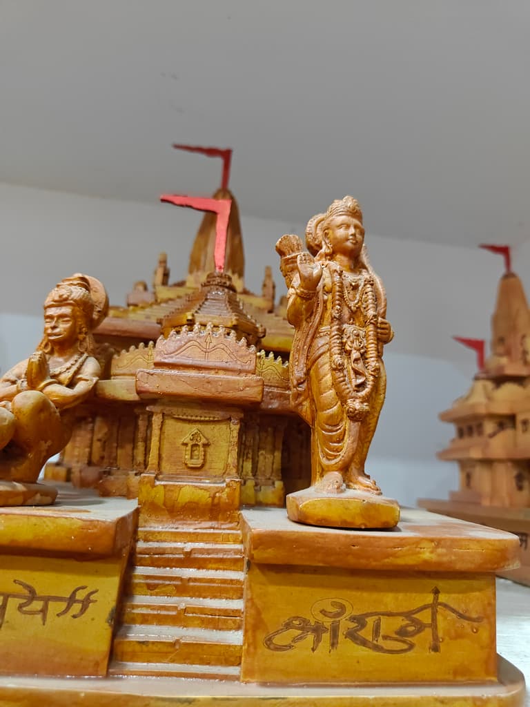 Wooden Statue of Hindu Deity | Carved | Brown | Decorative