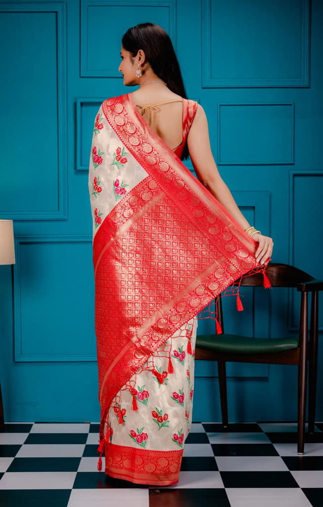 Mimosa Women's Woven Design Banarasi Style Art Silk Saree With Blouse Piece : SA00001606HWFREE — photo 6