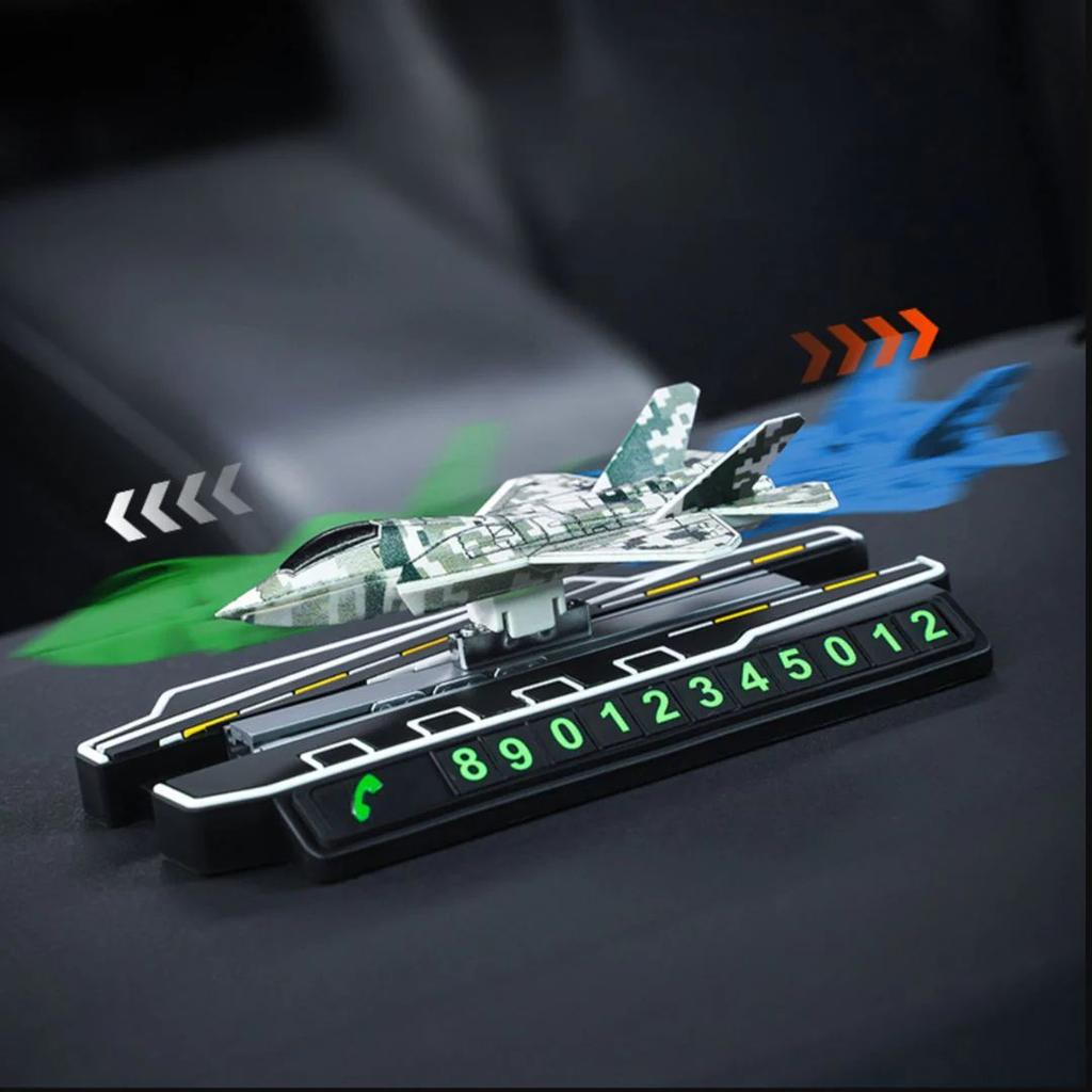 Sliding Fighter Jet Dashboard Decor – With Hidden Phone Number Display