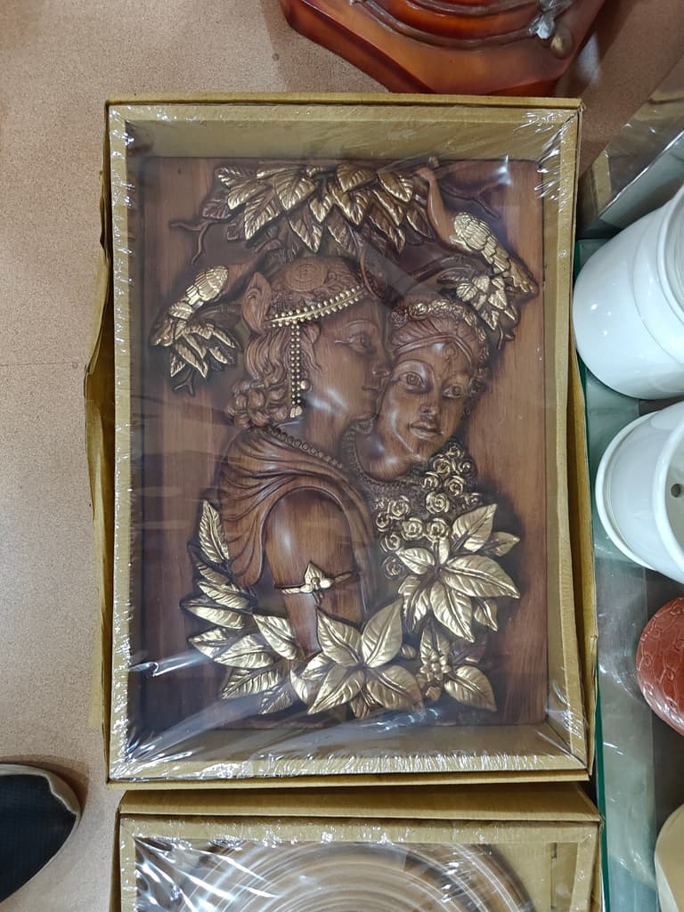 Wooden Statue of Woman and Child | Handcrafted | Brown | Decorative