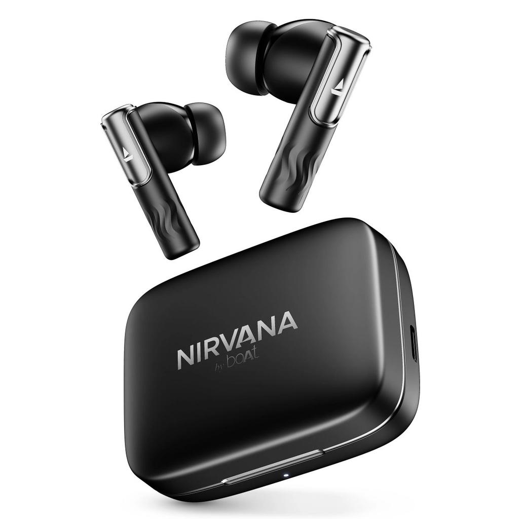 boAt Nirvana Ivy | Wireless Earbuds, 50 Hours Playback, 50dB ANC, 360 Spatial Audio with Head Tracking, App Support, Adaptive EQ powered by Mimi, Google fast pair, ASAP Charge, boAt Signature Sound — Gunmetal Black
