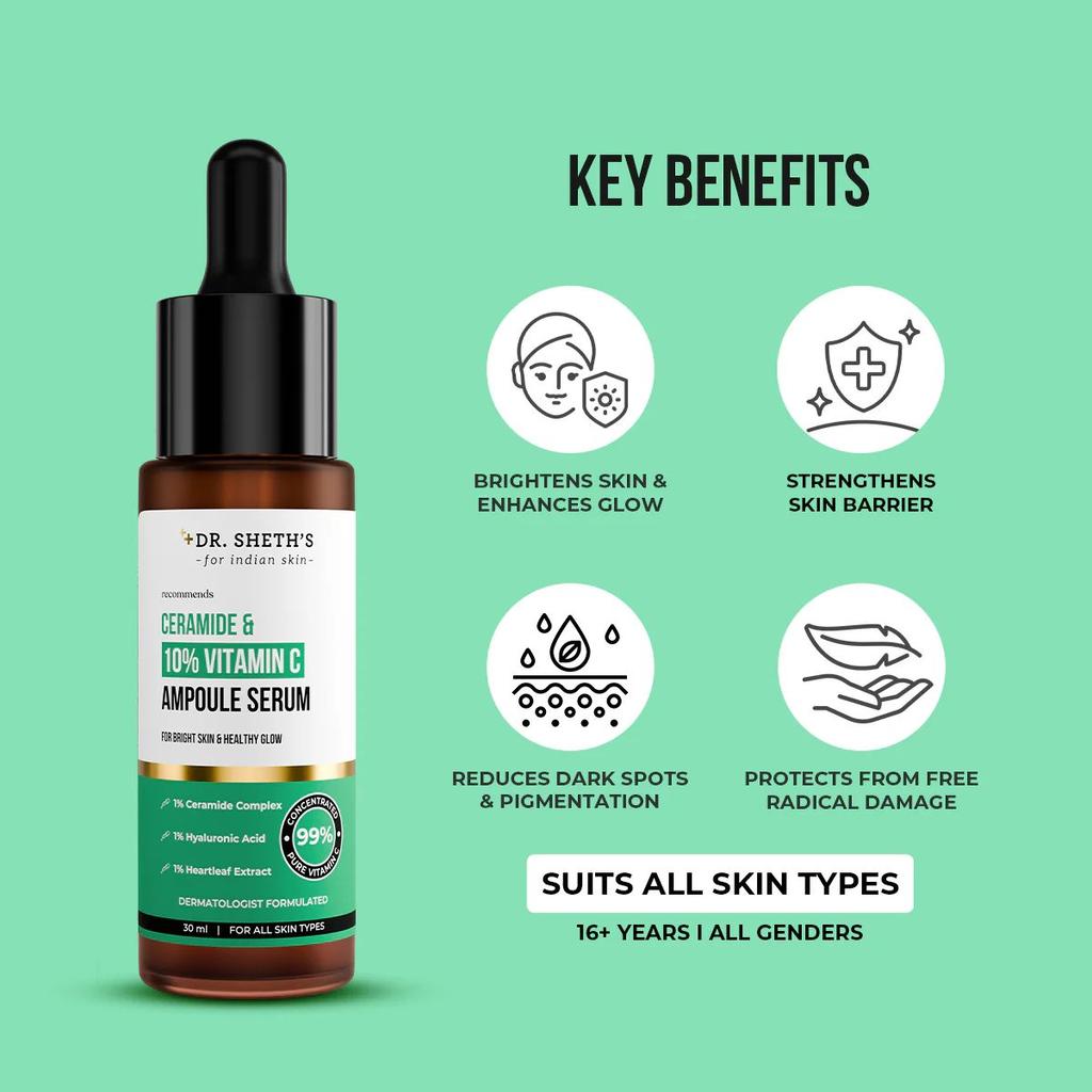 Non-Irritating Ceramide & 10% Vitamin C Ampoule Serum - 30ml