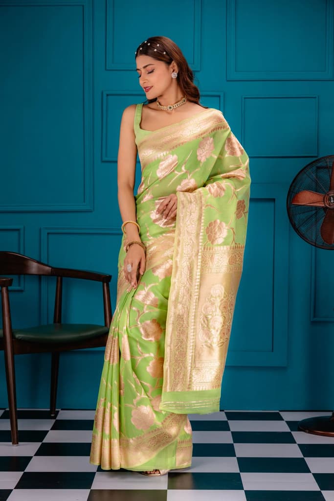 Mimosa Women's Woven Design Banarasi Style Art Silk Saree With Blouse Piece : SA00001764PSFREE — photo 4