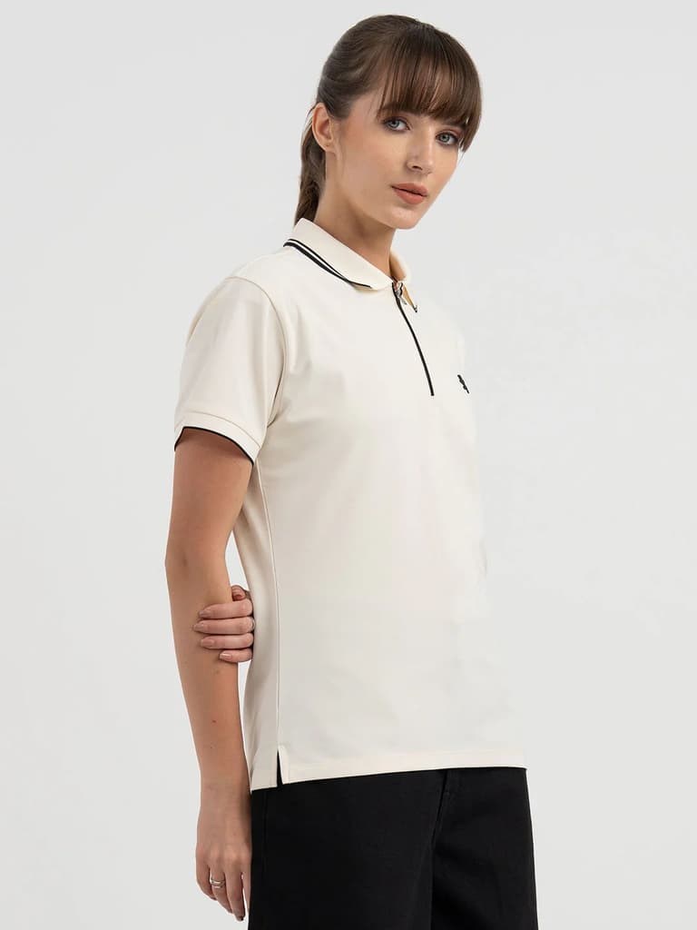 Polo T-Shirts for Women in Off White | Athleisure Polo T Shirt — photo 6