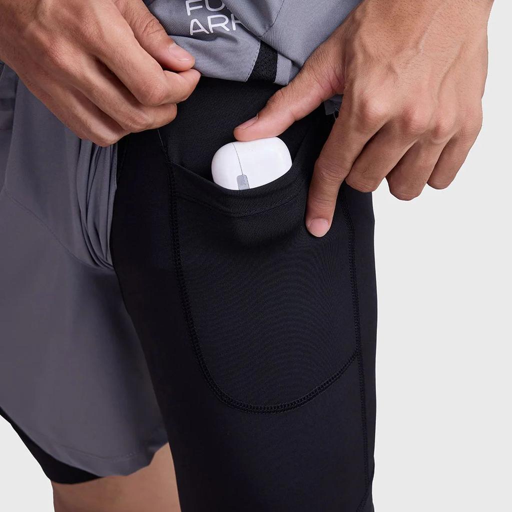 2 in 1 Mesh Shorts Foggy Grey With Black