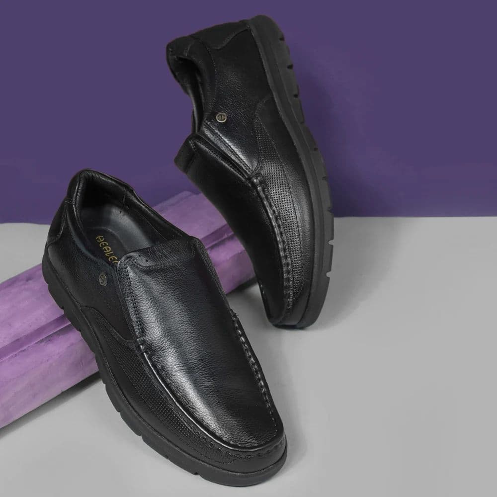 Healers Black Formal Non Lacing Moccasin For Men OSL-22 By Liberty — photo 4