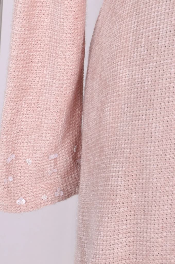 Pink Solid Sequins A-line Winter Dress — photo 6
