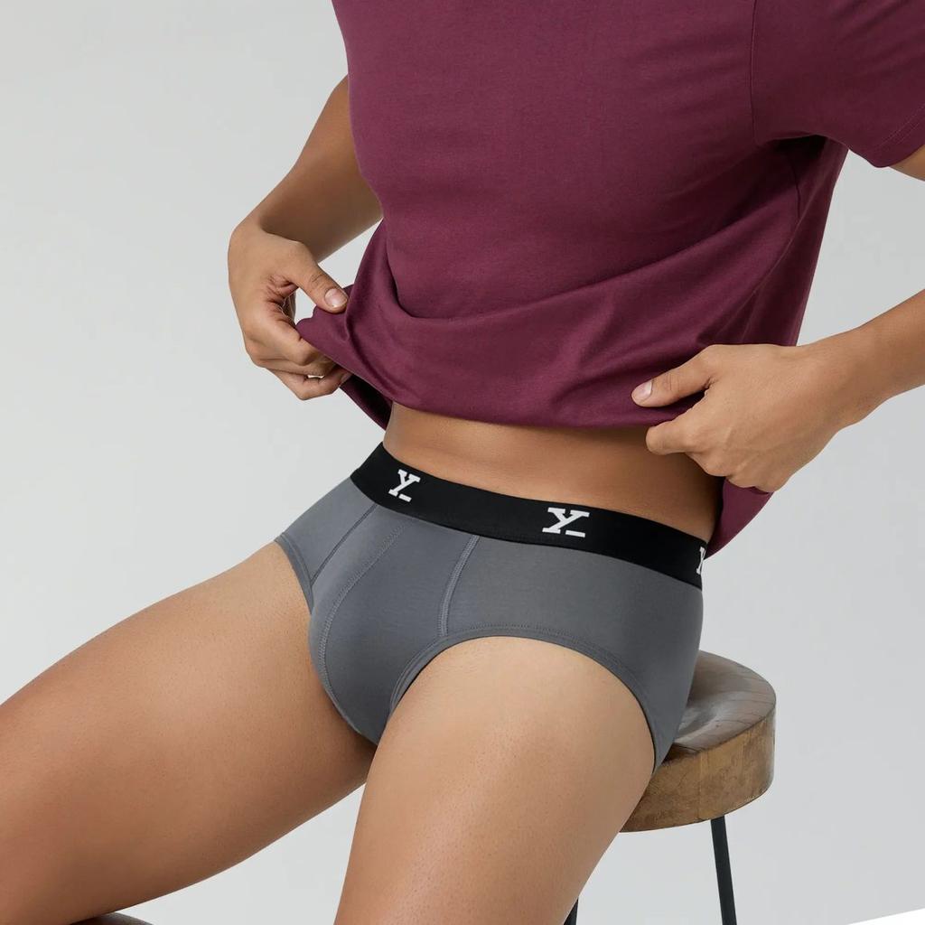 Super Combed Cotton-Modal Briefs - Charcoal Grey