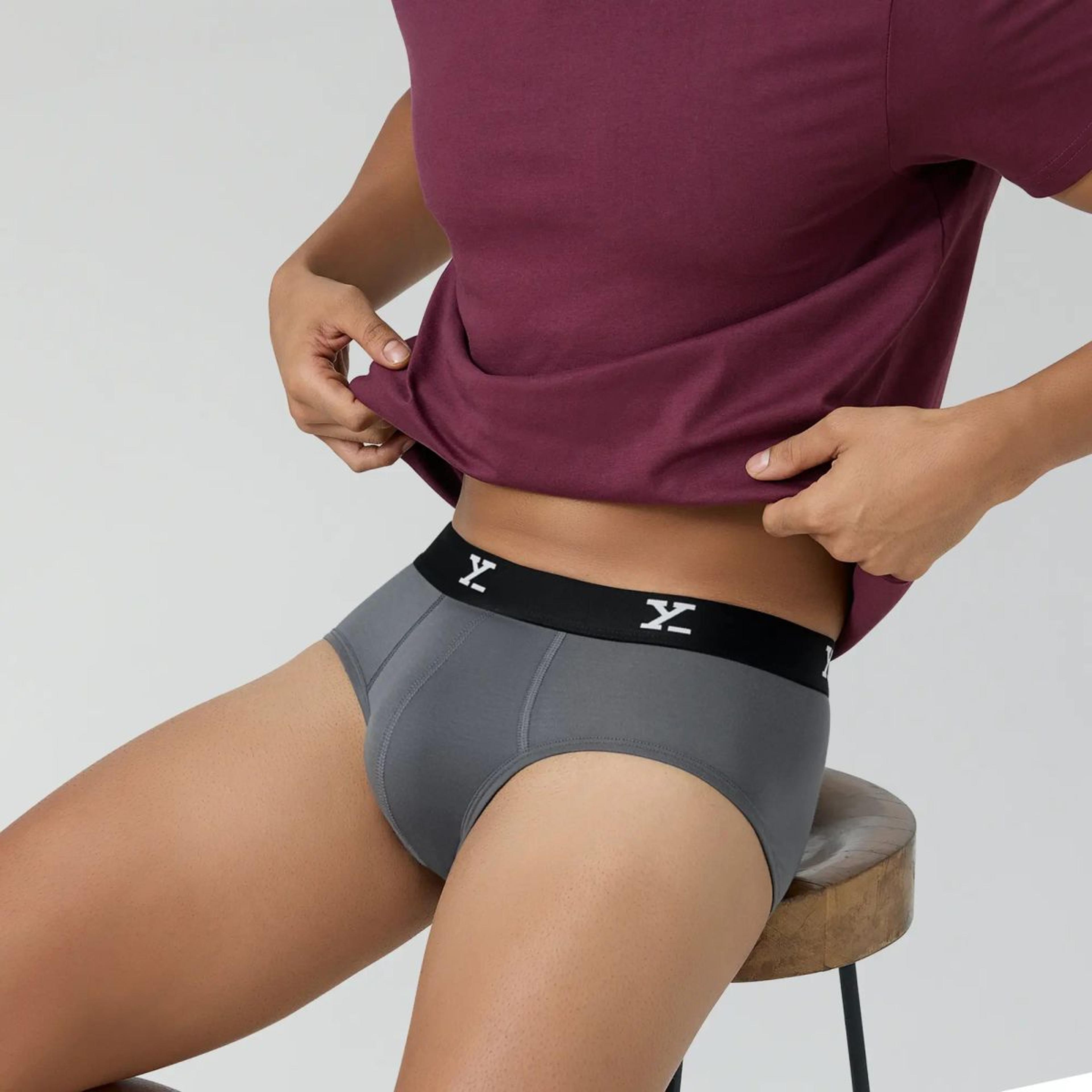 Super Combed Cotton-Modal Briefs - Charcoal Grey