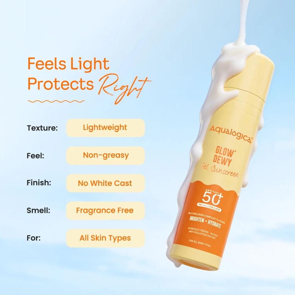 Glow+ Dewy Gel Sunscreen In-Vivo Tested SPF 50+ PA++++ with Papaya & Vitamin C - 50g
