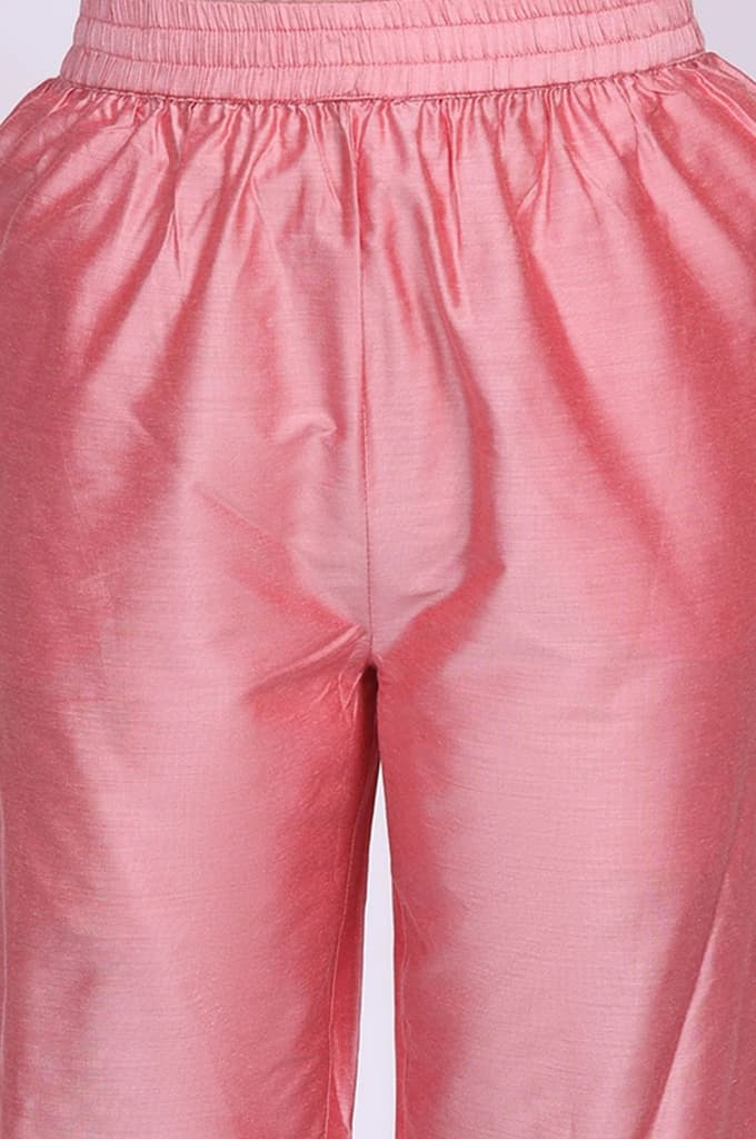 Pink Floral Tissue Straight Kurta with Straight Pant and Dupatta Set — photo 6