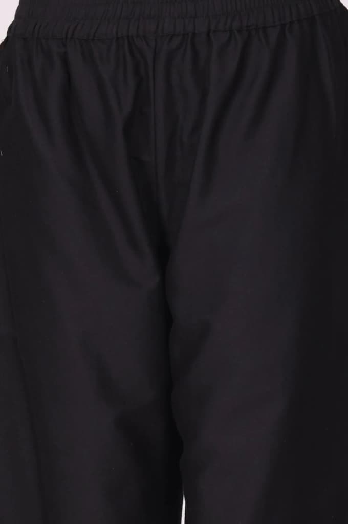 Black Floral Printed Jacquard Straight Kurta with Pants and Dupatta Set — photo 7