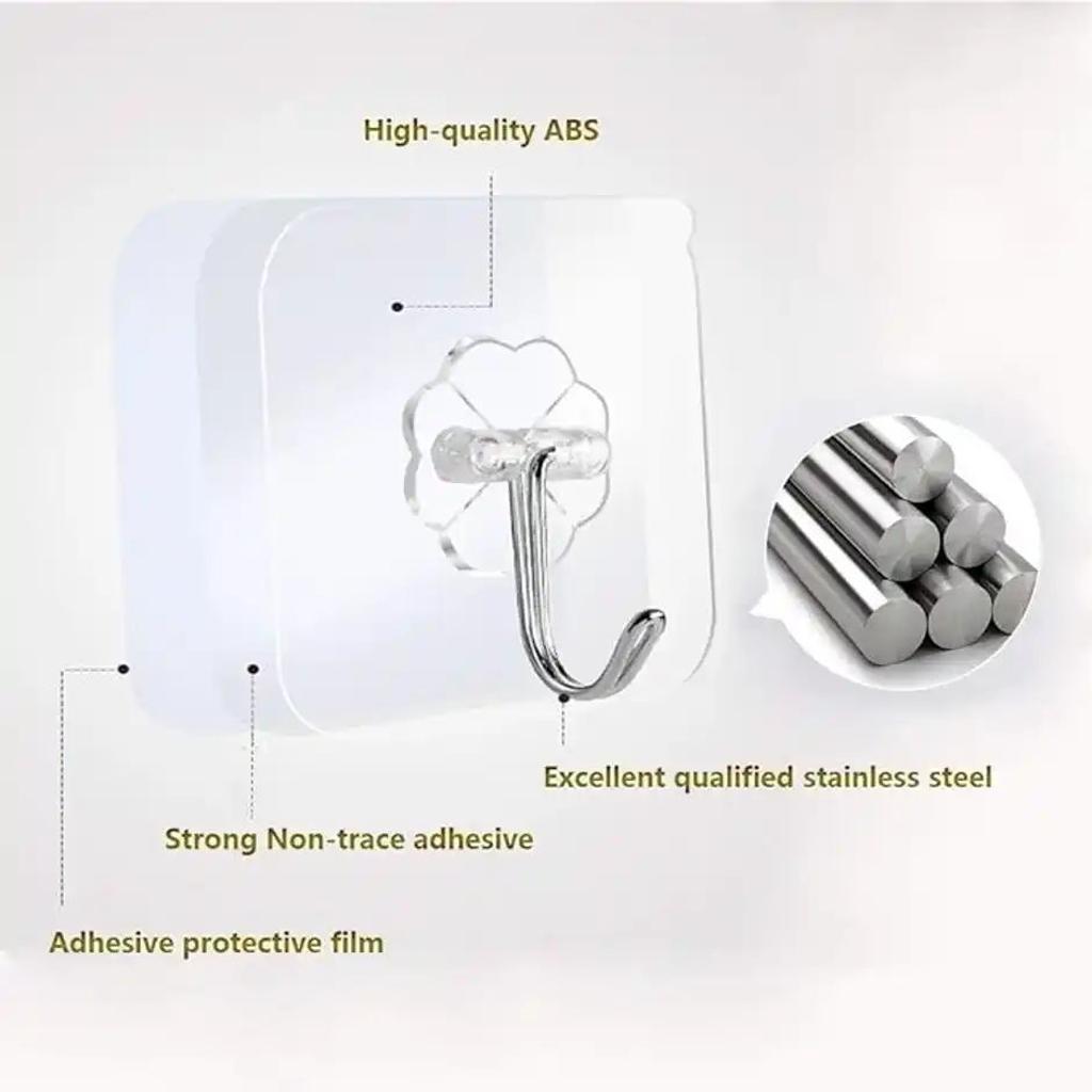 Perpetual Self-Adhesive Hooks | Heavy Duty Waterproof Hooks for Wall & Door