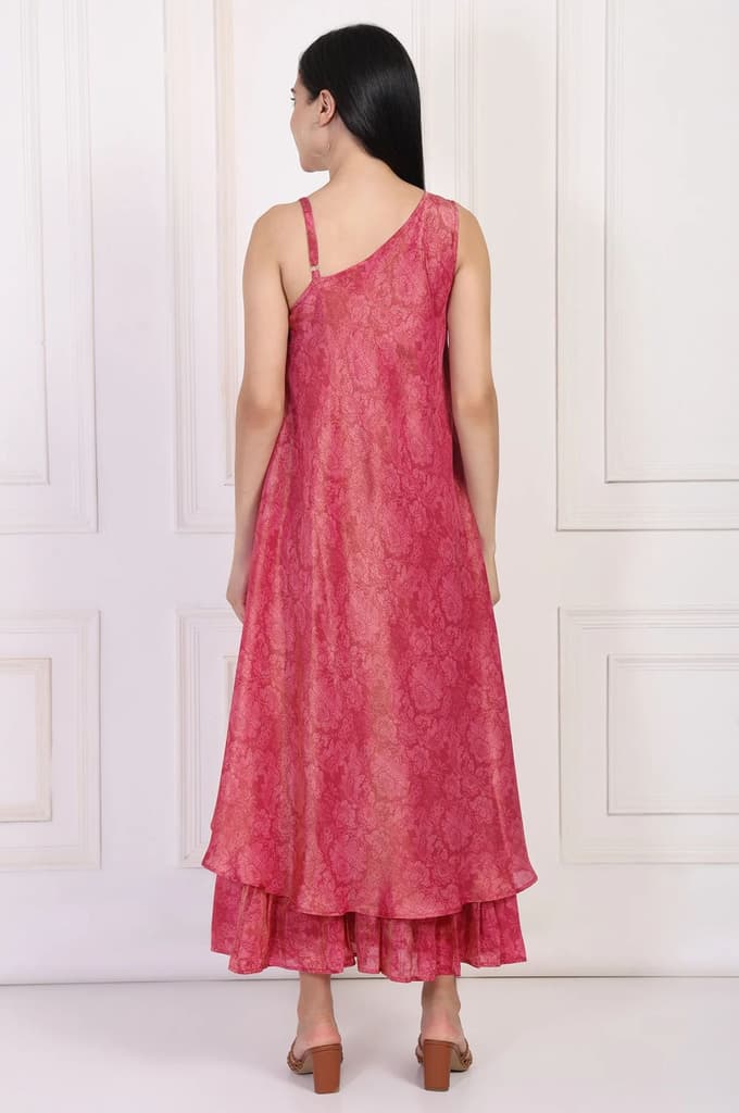 Pink Sequined A-Line Tissue Dress — photo 6
