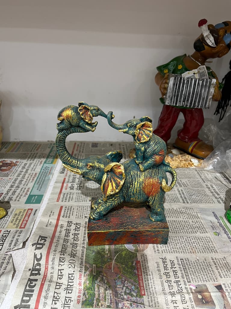 Green Elephant Statue | Sculpture | Bronze | Green